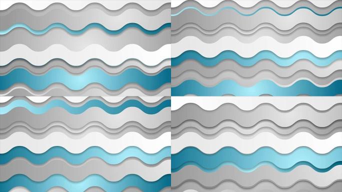 抽象蓝灰色未来波浪形视频动画