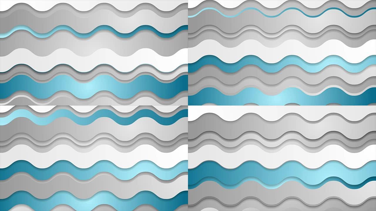 抽象蓝灰色未来波浪形视频动画