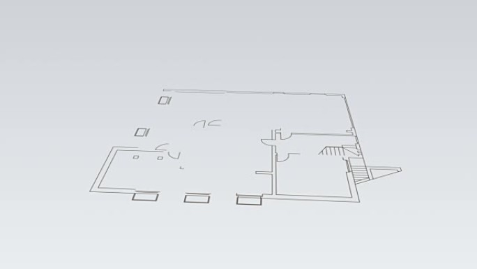 盖房子3D动画图纸模型线条画图