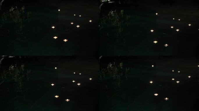 蜡烛在游泳池里游泳
