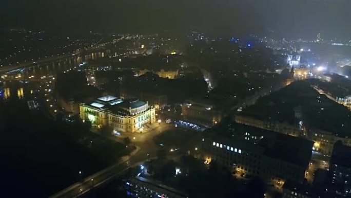 Night panorama of Prague, panoramic view from the 