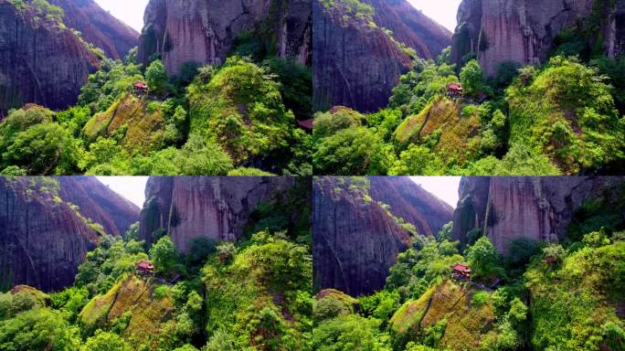 航拍武夷山天游峰晒布岩、水月亭