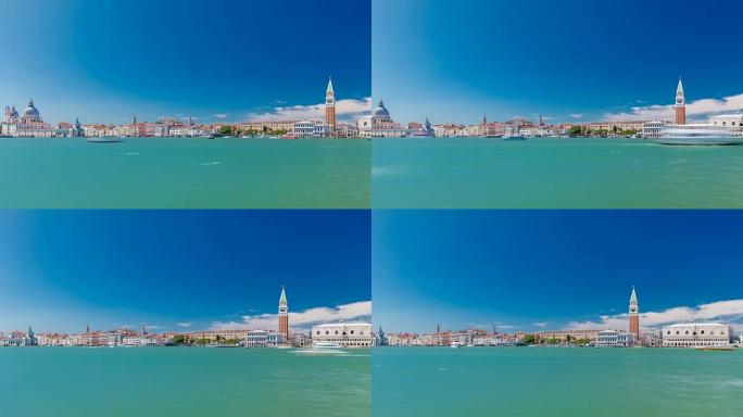 威尼斯全景图:朱代卡岛，圣母德拉敬礼教堂，多吉宫，圣马可广场从圣乔治大教堂的钟楼上看