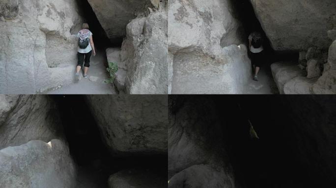 年轻女孩走进佐治亚州瓦尔德齐亚洞穴修道院