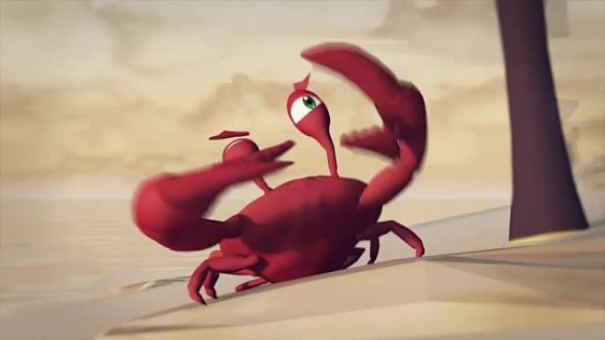 海盗踩螃蟹3D动画，卡通