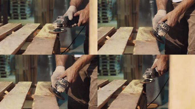 木工人用角磨机平滑木条结构