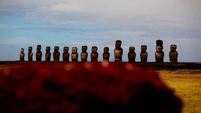 复活节岛Moai的排队