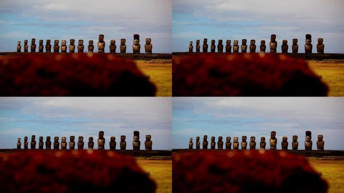 复活节岛Moai的排队