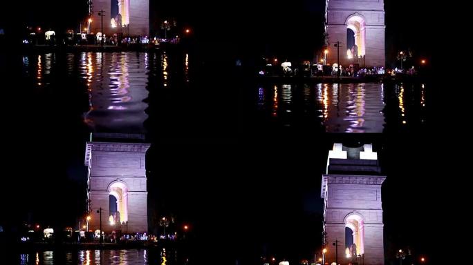 德里印度门，夜景