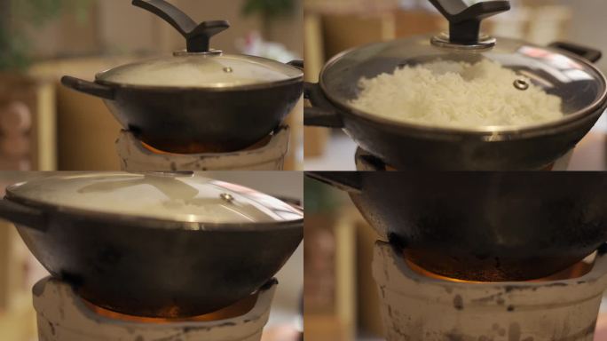 炉火煮白米饭