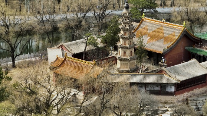 广灵水神堂风光航拍