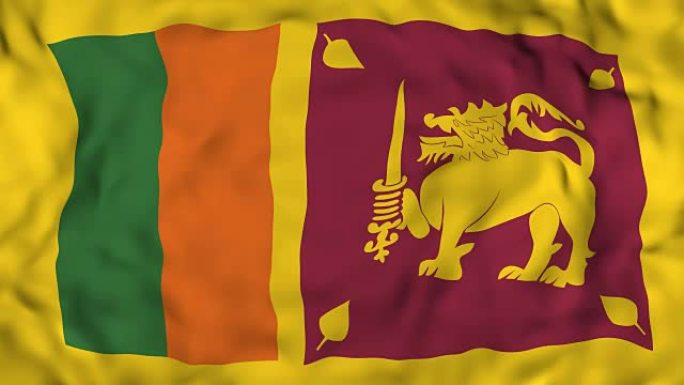 4k逼真的3D详细慢动作斯里兰卡国旗，飘扬的斯里兰卡国旗动画背景上落下的玫瑰花瓣，