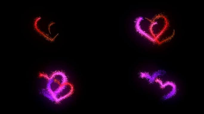 Heart shaped colorful powder/particles  against bl
