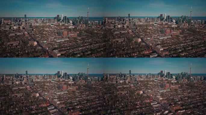 无人机空中俯瞰大城市的市中心