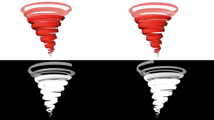 用alpha mat隔离的红色龙卷风的3d渲染