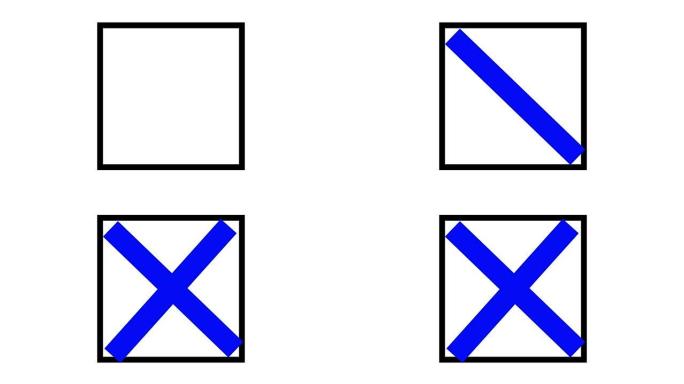 十字在投票箱，投票和选举动画蓝色