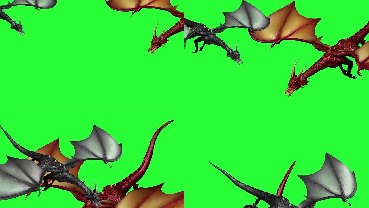 飞龙的3d动画-在绿色屏幕上分离