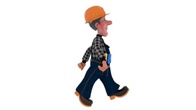 穿着工作服的3d插图建筑商工人