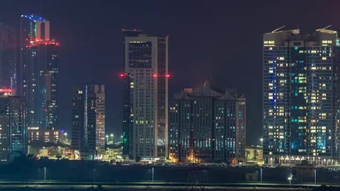 阿布扎比Al Reem岛上的建筑物从上方延时