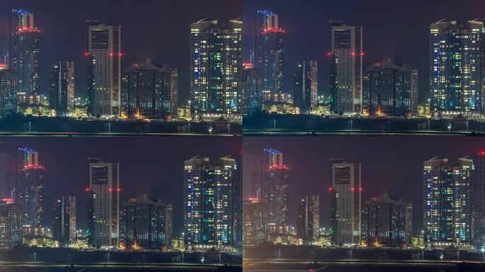 阿布扎比Al Reem岛上的建筑物从上方延时