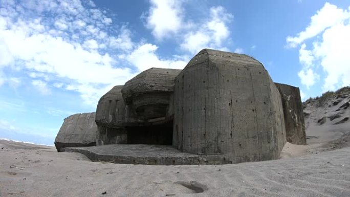 混凝土地堡废墟，大西洋墙，第二次世界大战，纪念，北海，4K