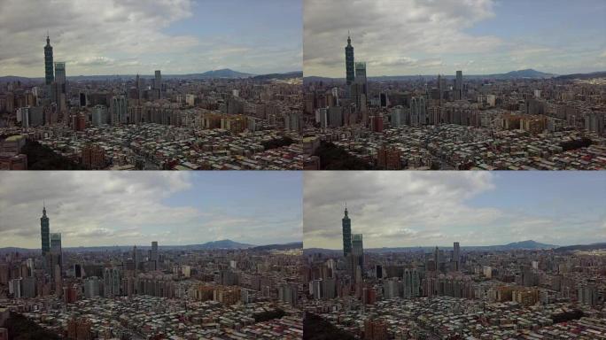 台湾晴天台北市中心航拍全景4k