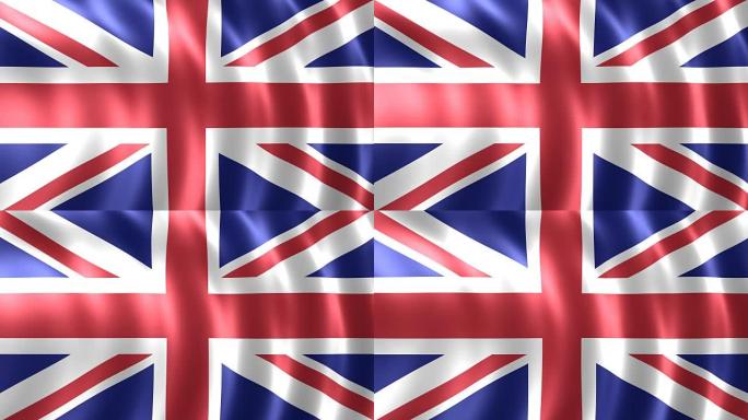 英国动画英国横幅3d循环无尽渲染英国英国联合杰克在4k 60p中随风飘动的英国国旗