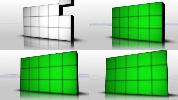 跌落绿色屏幕立方体动画，渲染，背景，阿尔法通道，循环
