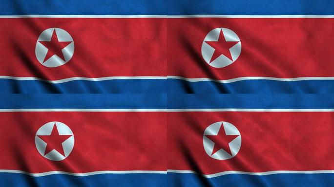 朝鲜的4k无缝循环国旗