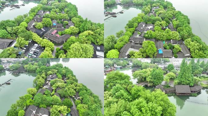 航拍雨后茅家埠黛色参天