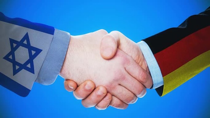 以色列-德国/握手的概念动画国家和政治/与matte频道