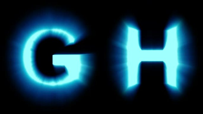 轻字母G和H-冷蓝光-闪烁闪烁动画循环-隔离