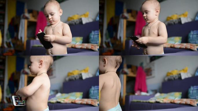 幼儿玩智能手机