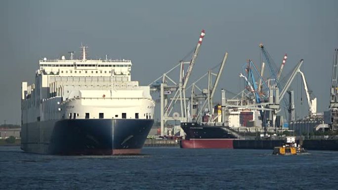 滚装/集装箱运输船，集装箱船，装货起重机，汉堡港，4K
