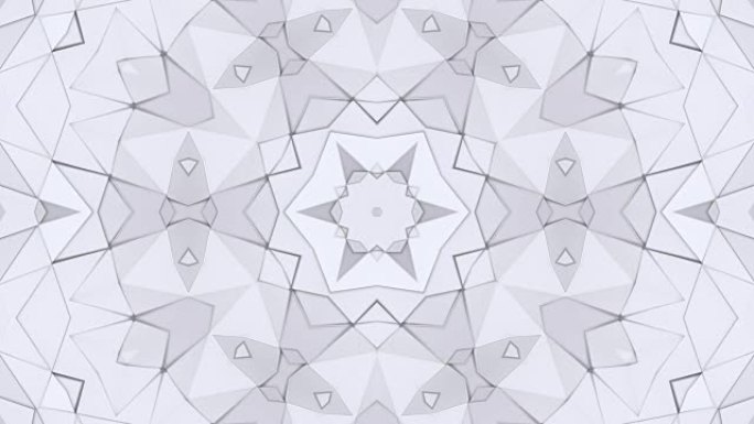 4k中的白色低聚几何背景。循环3d动画，流行低聚风格的无缝镜头。V4