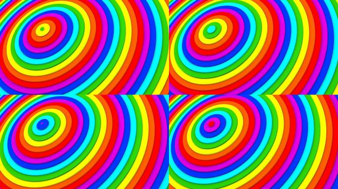 彩虹渐变同心环3D动画无缝循环