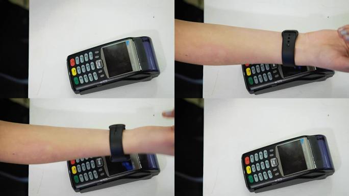 现代咖啡馆终端智能手表非接触式NFC技术支付客户