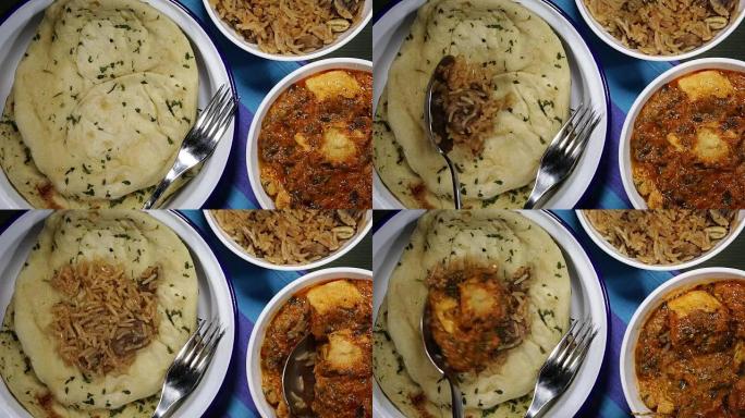 供应印度风味香辣鸡肉萨格马萨拉咖喱蘑菇米饭