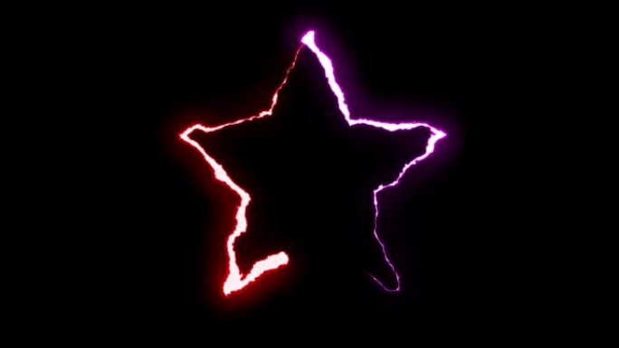 可循环红色紫色霓虹灯闪电星符号形状飞行黑色背景动画新质量独特自然光效果视频素材
