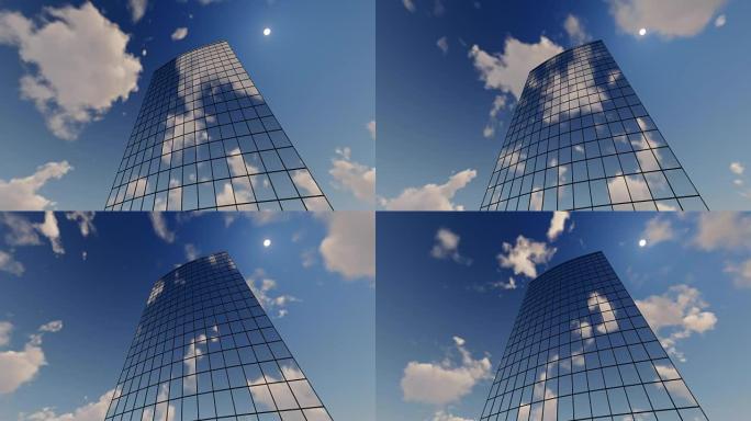 摩天大楼公司建筑和云