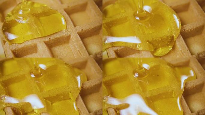 蜂蜜倒入晶片细胞缓慢的mo
