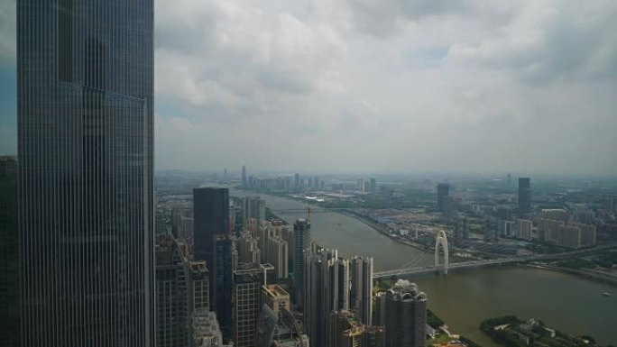 白天时间广州市中心城市景观俯视图全景4k中国