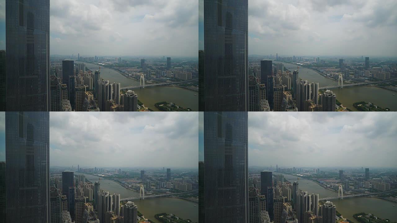 白天时间广州市中心城市景观俯视图全景4k中国
