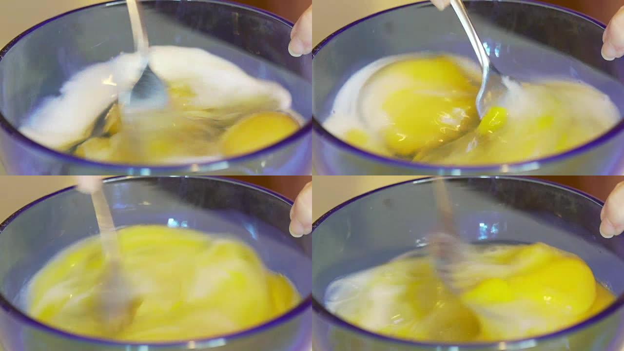 慢动作打鸡蛋煮炒鸡蛋