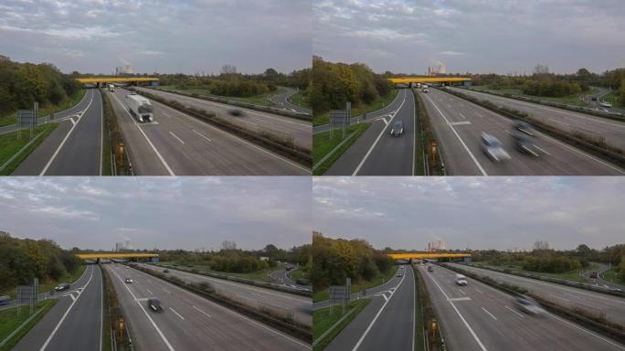 汉诺威A2高速公路上的交通。延时。