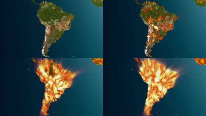 南美着火，4k动画。