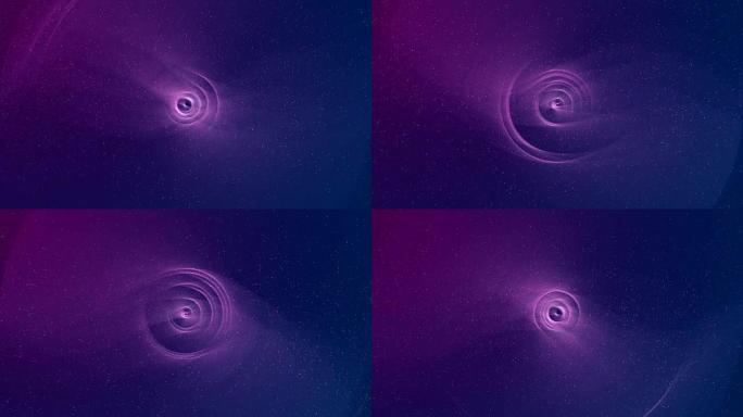 螺旋神奇抽象紫色和流动的粒子背景。无缝循环。