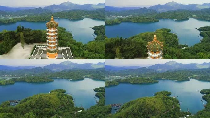 台湾南投琶仙塔鸟瞰图