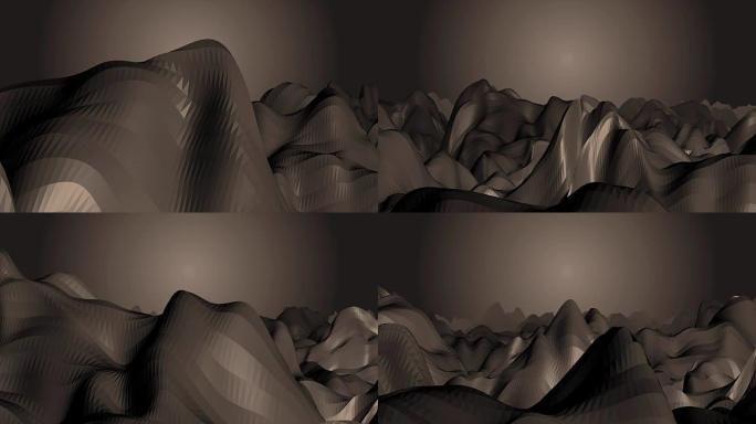 低聚洞穴隧道在动画3D渲染视频结束时在发光处变焦。动画沿着凸起的冰道穿过无尽的冰洞，原生呈现。逼真的