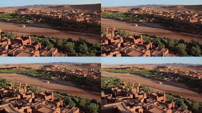 摩洛哥的非洲沙漠风景城市Ait-Ben-Haddou城堡，电影《权力的游戏》中的外观